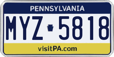 PA license plate MYZ5818
