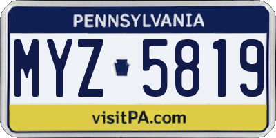 PA license plate MYZ5819