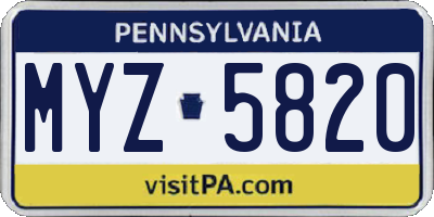 PA license plate MYZ5820