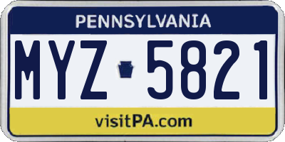 PA license plate MYZ5821
