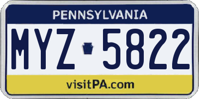 PA license plate MYZ5822