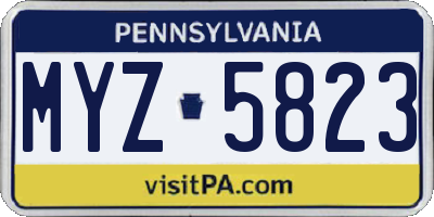 PA license plate MYZ5823