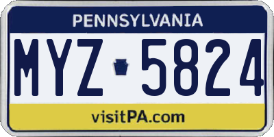PA license plate MYZ5824