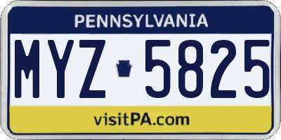 PA license plate MYZ5825