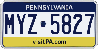 PA license plate MYZ5827