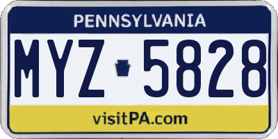 PA license plate MYZ5828