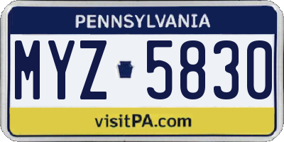 PA license plate MYZ5830