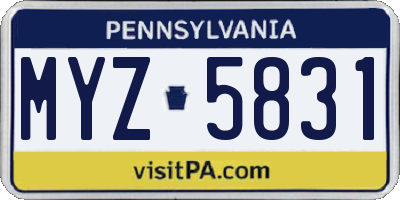 PA license plate MYZ5831
