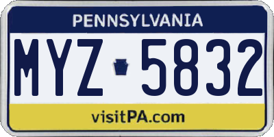 PA license plate MYZ5832
