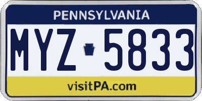 PA license plate MYZ5833