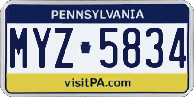 PA license plate MYZ5834