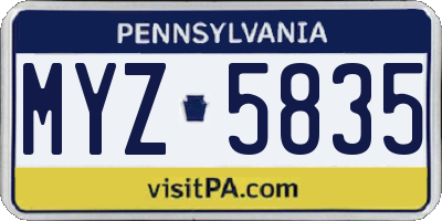 PA license plate MYZ5835