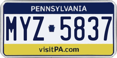 PA license plate MYZ5837