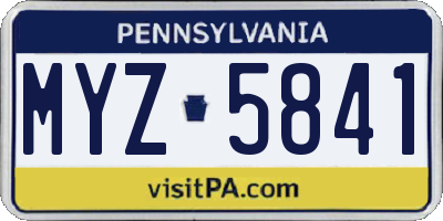 PA license plate MYZ5841