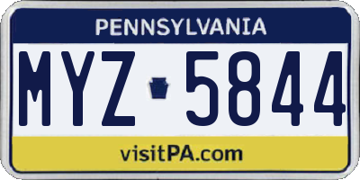 PA license plate MYZ5844