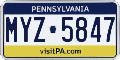 PA license plate MYZ5847