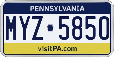 PA license plate MYZ5850