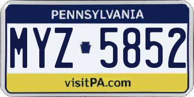 PA license plate MYZ5852