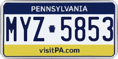 PA license plate MYZ5853