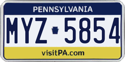 PA license plate MYZ5854