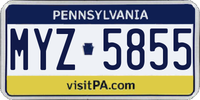 PA license plate MYZ5855