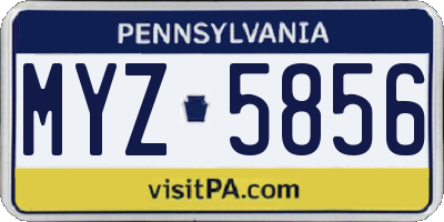 PA license plate MYZ5856