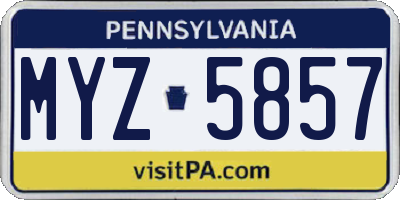 PA license plate MYZ5857