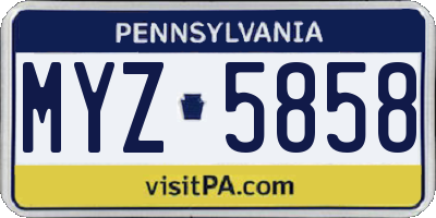 PA license plate MYZ5858