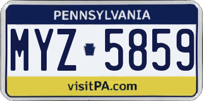 PA license plate MYZ5859