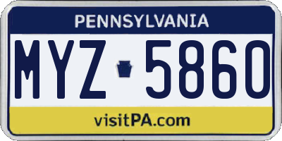 PA license plate MYZ5860