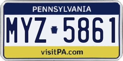 PA license plate MYZ5861