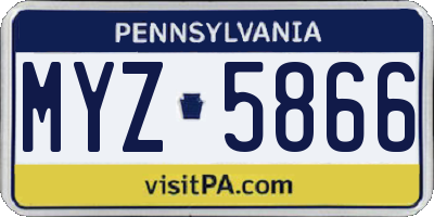PA license plate MYZ5866