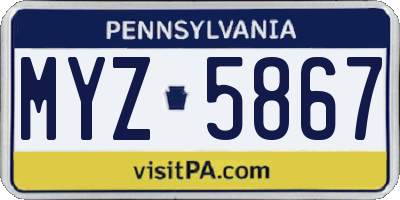 PA license plate MYZ5867
