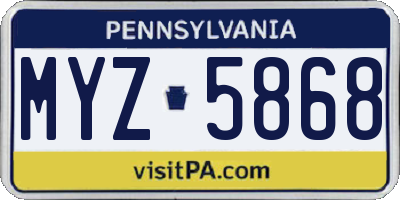 PA license plate MYZ5868