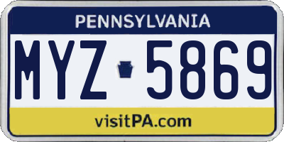 PA license plate MYZ5869
