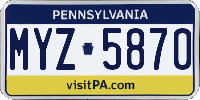 PA license plate MYZ5870