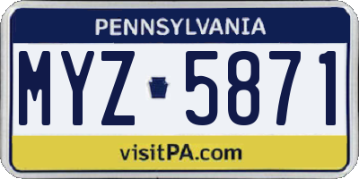 PA license plate MYZ5871