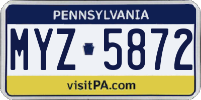 PA license plate MYZ5872