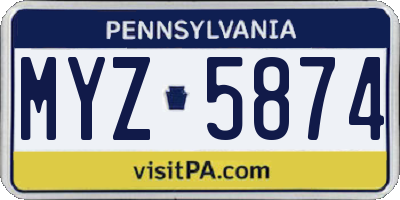 PA license plate MYZ5874