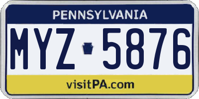 PA license plate MYZ5876