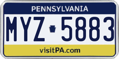 PA license plate MYZ5883