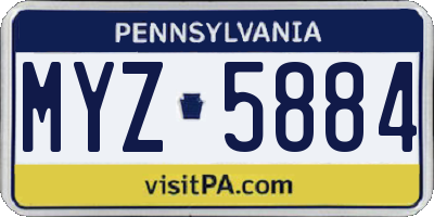 PA license plate MYZ5884