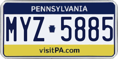 PA license plate MYZ5885