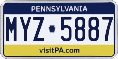 PA license plate MYZ5887