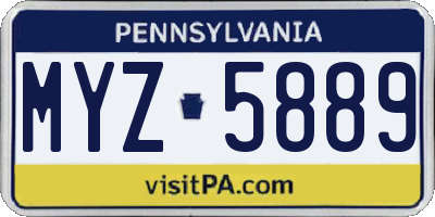 PA license plate MYZ5889
