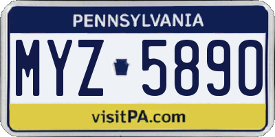 PA license plate MYZ5890
