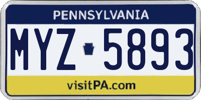 PA license plate MYZ5893