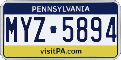 PA license plate MYZ5894