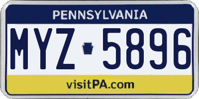 PA license plate MYZ5896