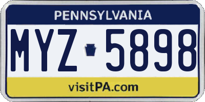 PA license plate MYZ5898